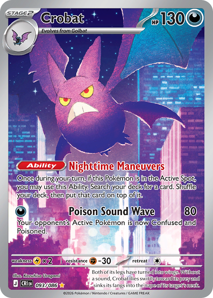 Pokemon - Crobat - 093/086 - Chaos Rising - Illustration Rare - Single Card