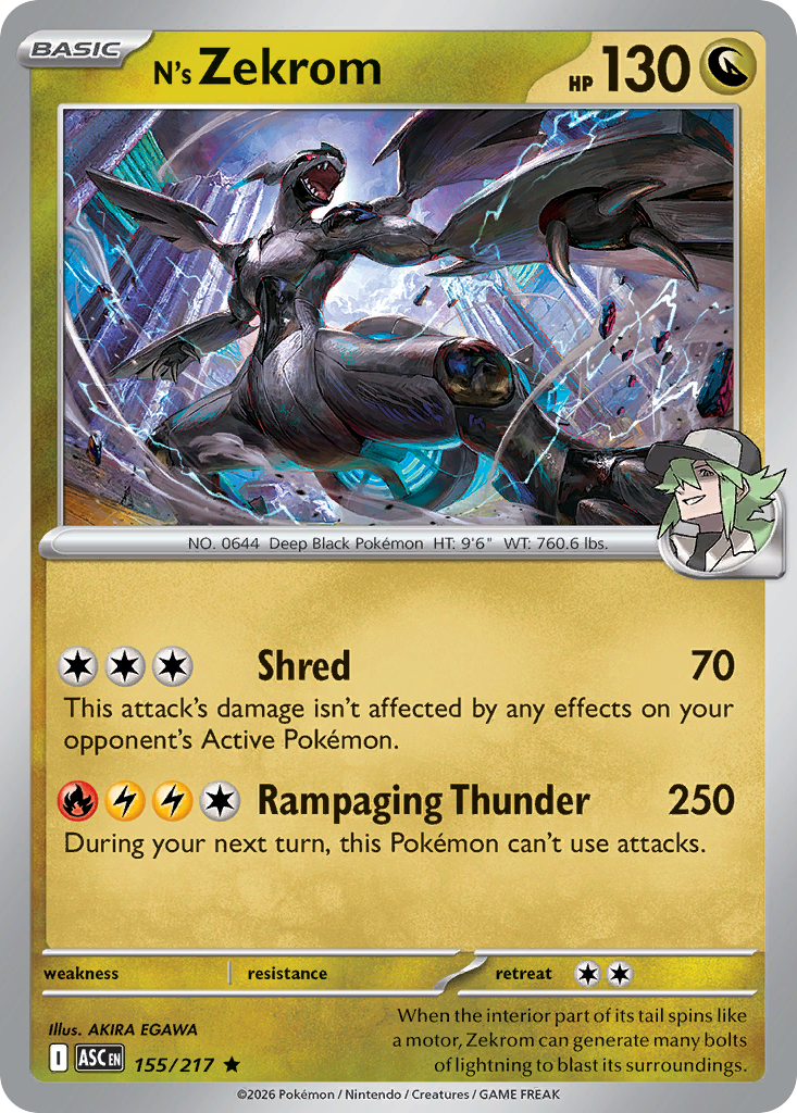 Pokemon - N's Zekrom - 155/217 - Ascended Heroes - Rare - Single Card