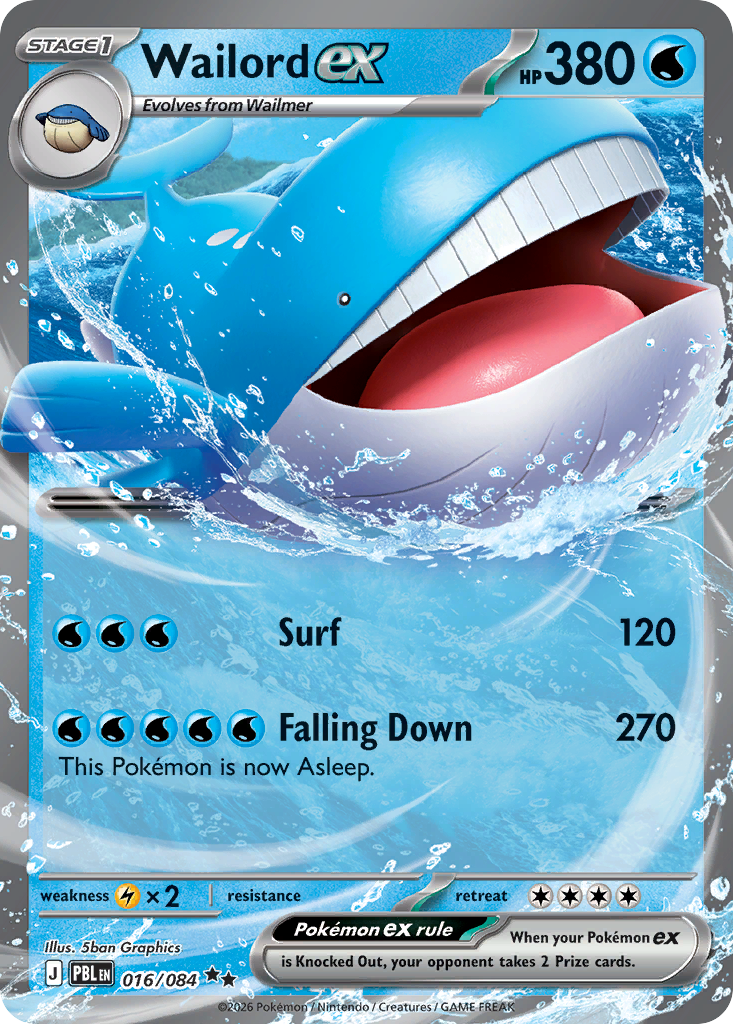 Pokemon - Wailord ex - 016/084 - Pitch Black - Double Rare - Single Card