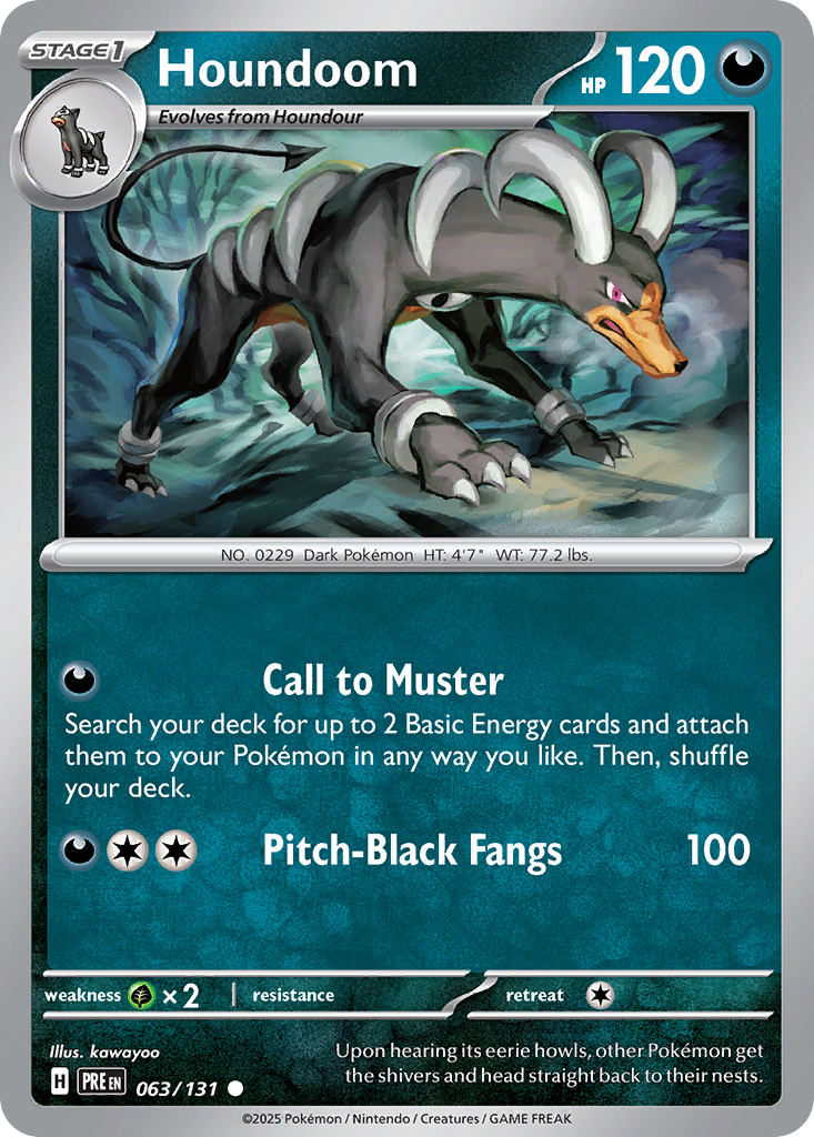Pokemon - Houndoom (Master Ball Pattern) - 063/131 - Prismatic Evolutions - Common - Single Card