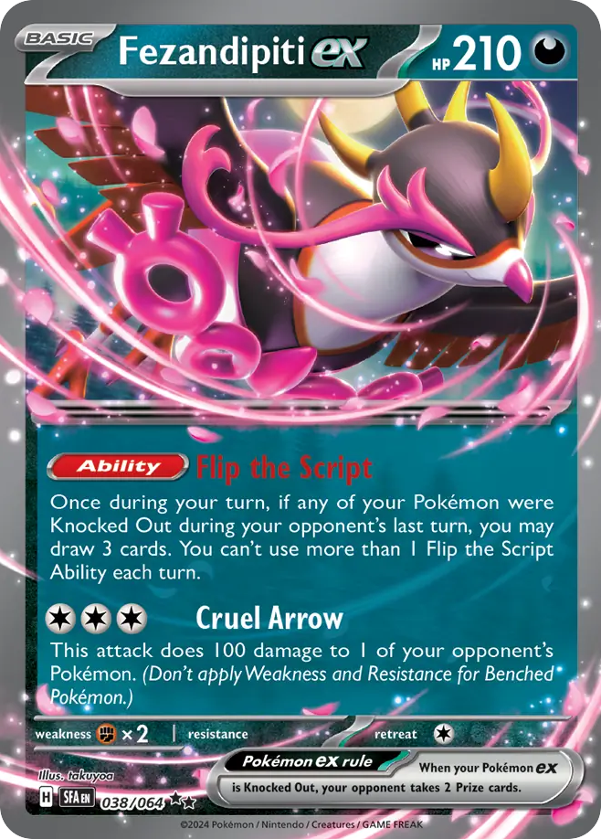 Pokemon - Fezandipiti ex - 038/064 - Shrouded Fable - Double Rare - Single Card
