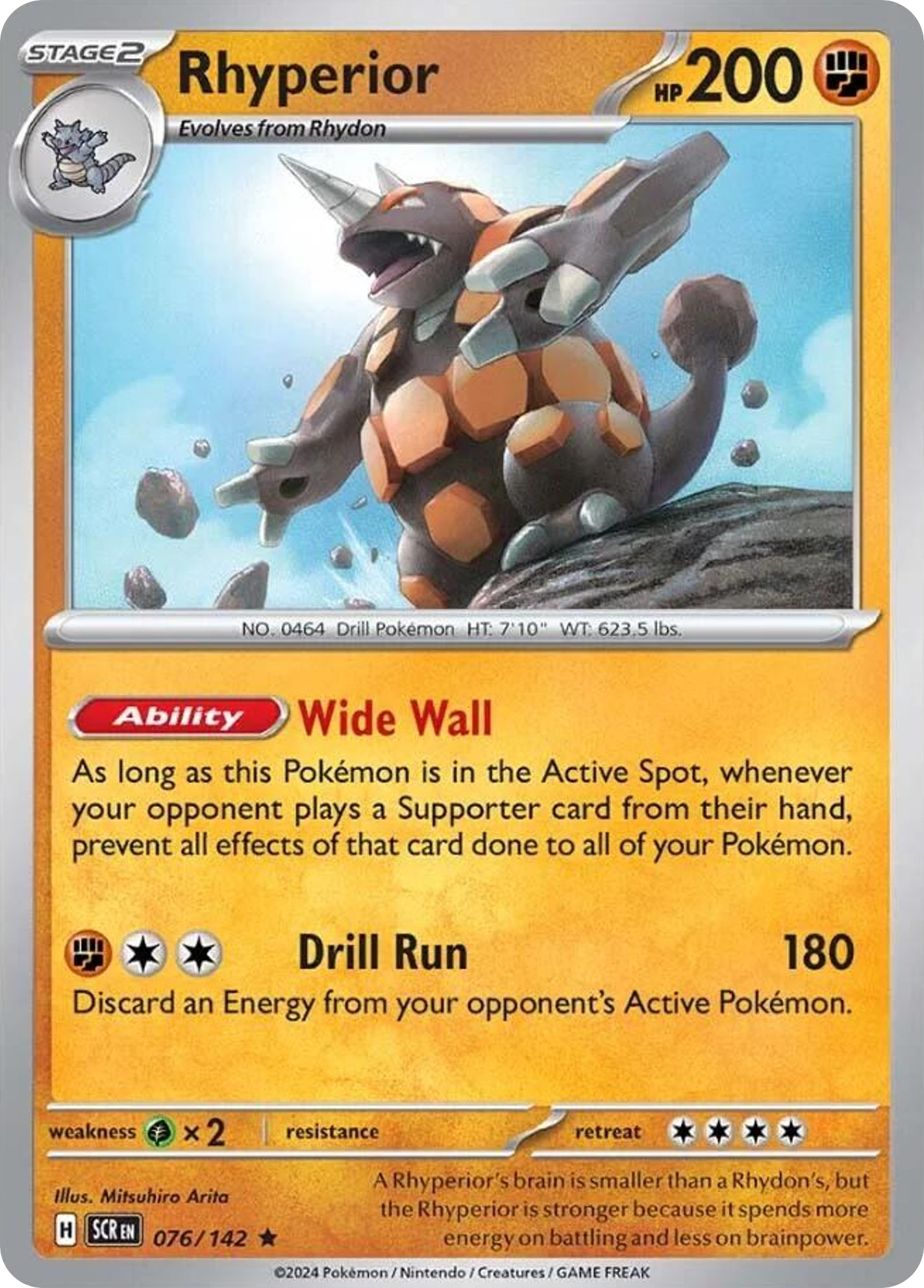 Pokemon - Rhyperior - 076/142 - Stellar Crown - Rare - Single Card