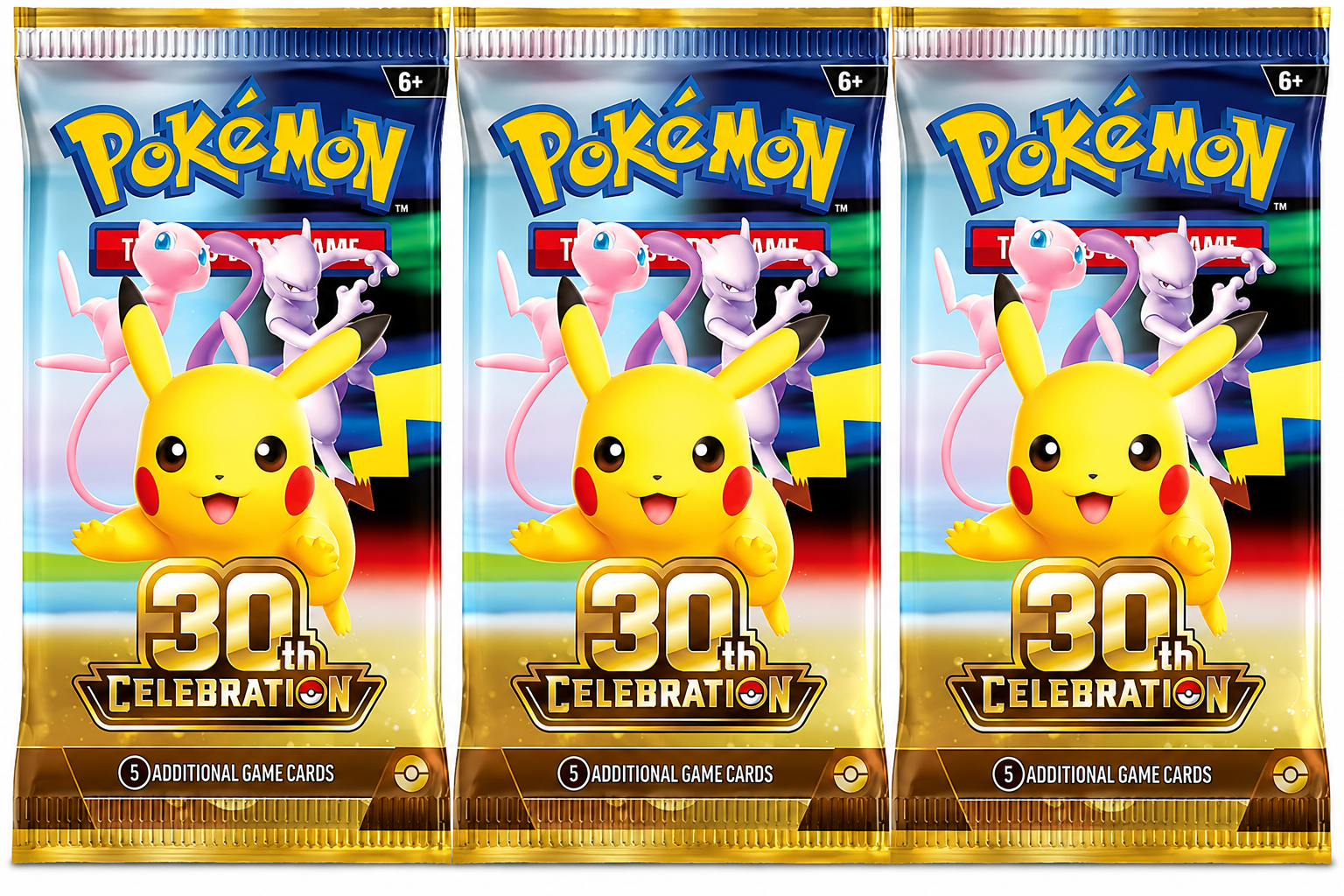 Pokemon 30th Celebration Booster Packs x 3